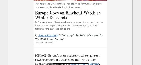 Europe prepares for Blackouts.Fingerprints taken when babies are born?CBDCs rapidly being pushed