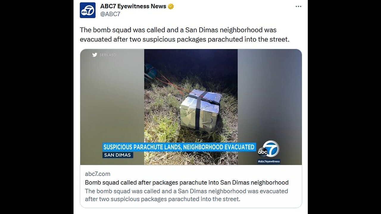 California: Bomb squad called after packages parachute into San Dimas neighborhood