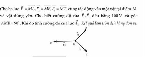 Toán - Lý: Cho ba lực F1=MA, F2=MB, F3=MC cùng tác động vào một vật tại điểm M và vật đứng yên