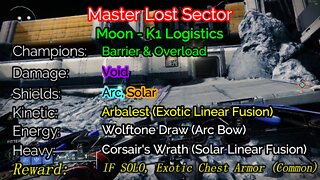 Destiny 2 Master Lost Sector: The Moon - K1 Logistics 2-21-22