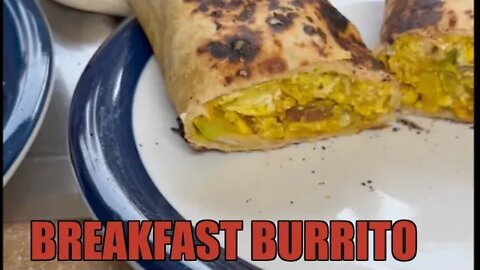 Breakfast burrito made from my backyard farm harvest