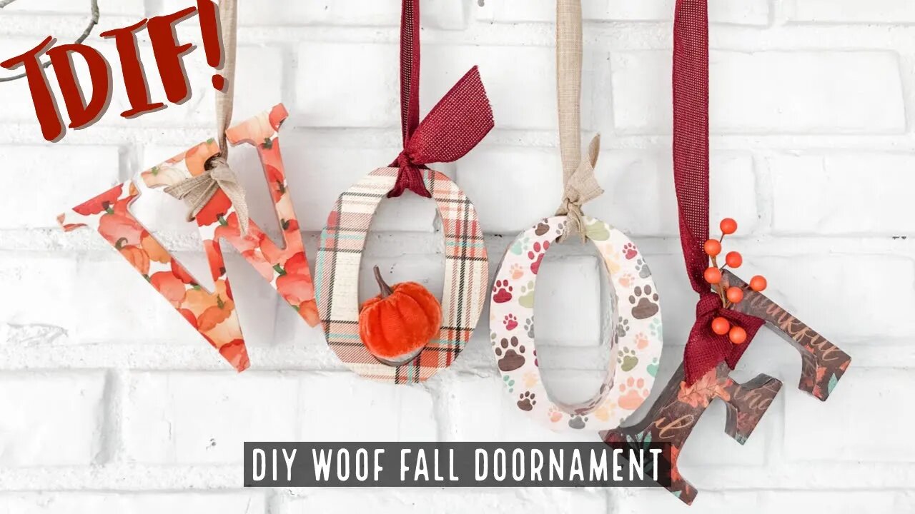 Make a DIY Fall Decor for your door with this WOOF Fall Doornament