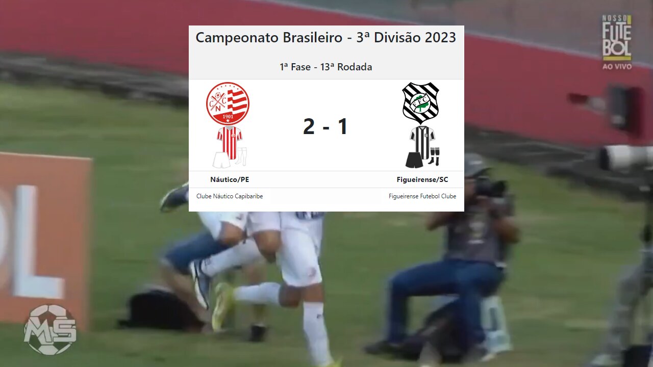 NÁUTICO/PE 2x1 FIGUEIRENSE/SC | 15/07/2023 | GOLS