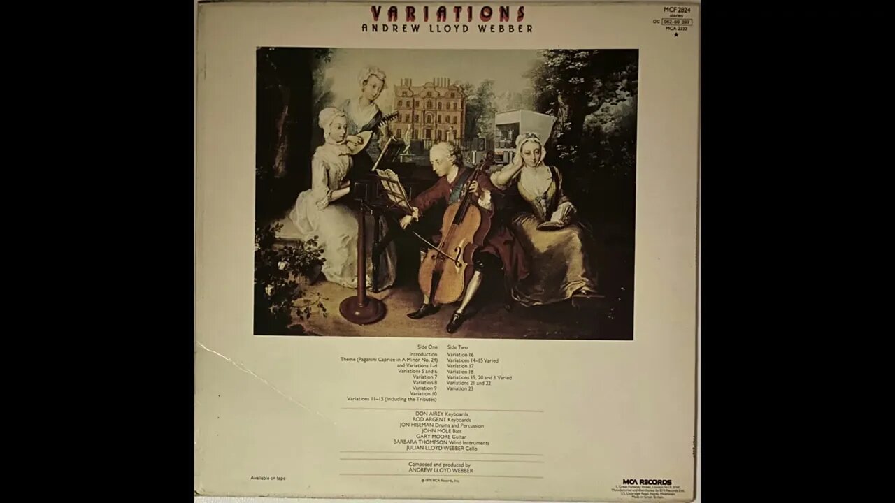 Andrew Lloyd Webber (Colosseum II / Gary̤ Moore) 'Variations' Full Album Vinyl Rip (1978)