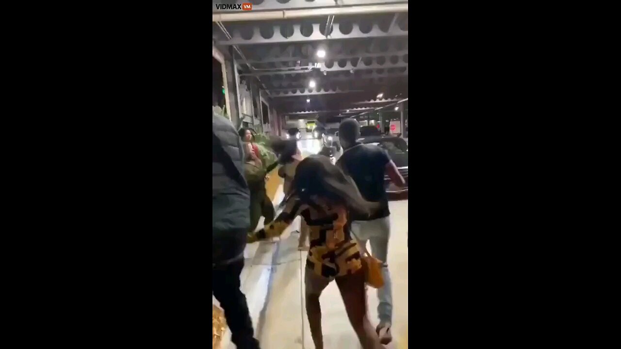 Parking lot brawl. Look at all the wigs & weaves coming off.