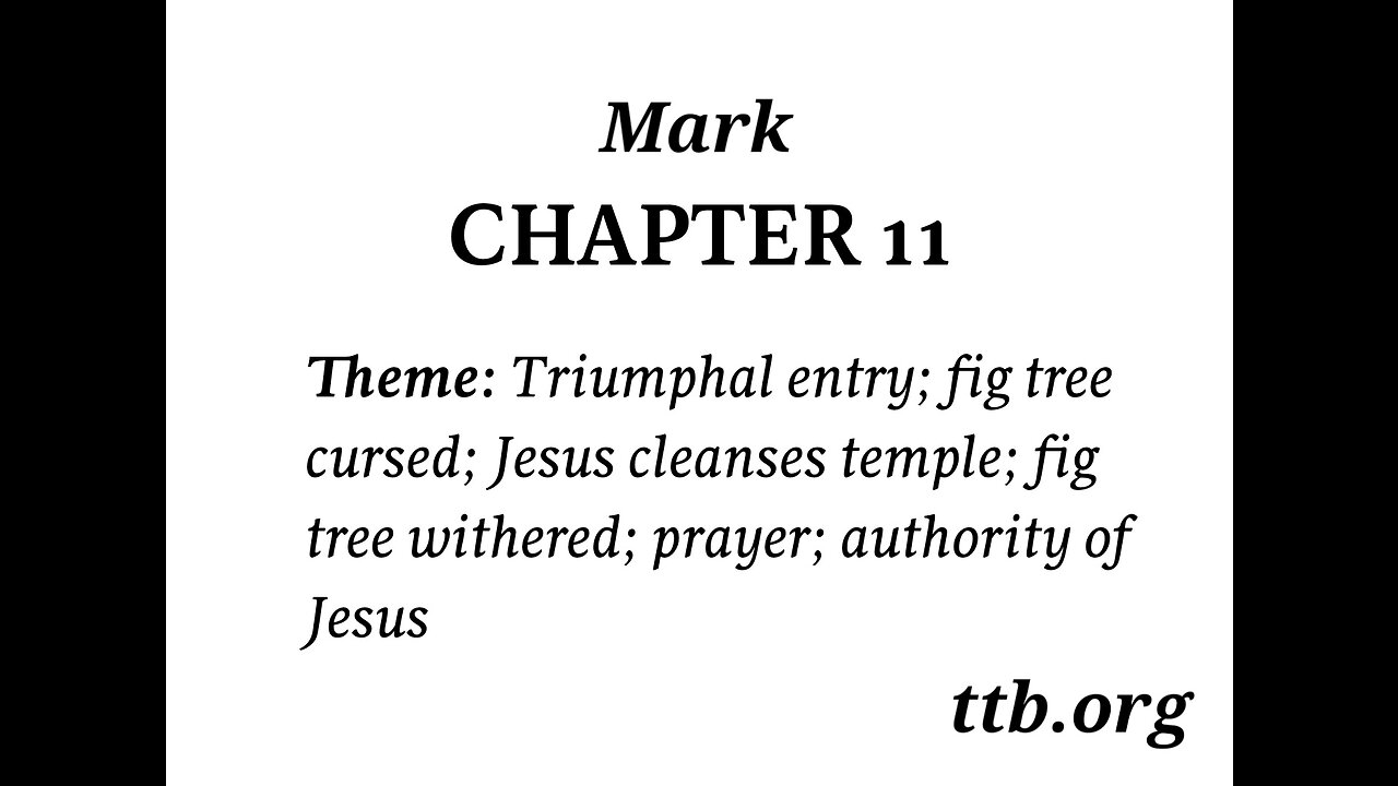 Mark Chapter 11 (Bible Study)