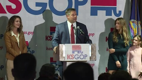 Kris Kobach speaks as Kansas Attorney General race to be determined