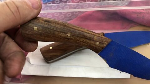 Sanding some knife handles