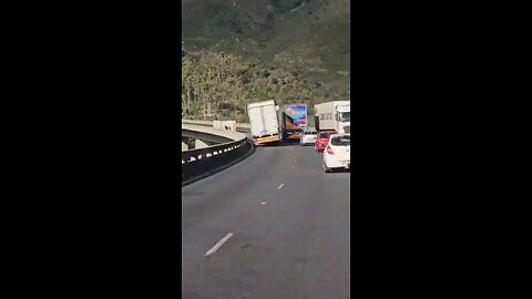 Strong wind overturned trucks