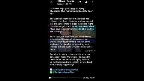 News Shorts: WEF Chemtrails versus the Sun 1/2