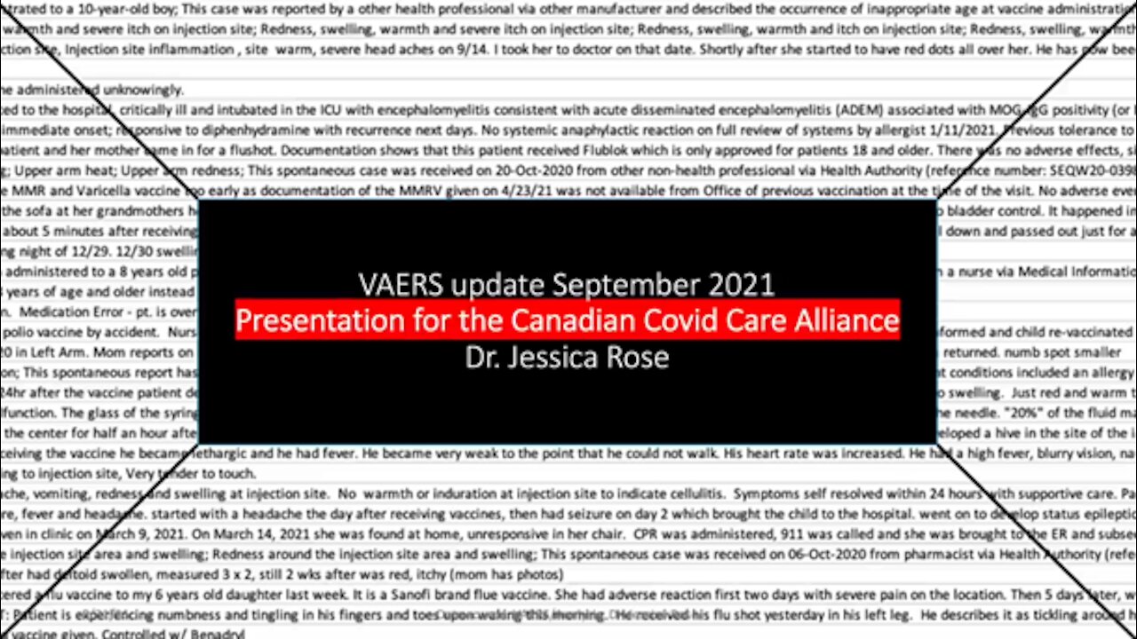 VAERS UPDATE for CCCA (Canadian COVID Care Alliance) from Dr. Jessica Rose