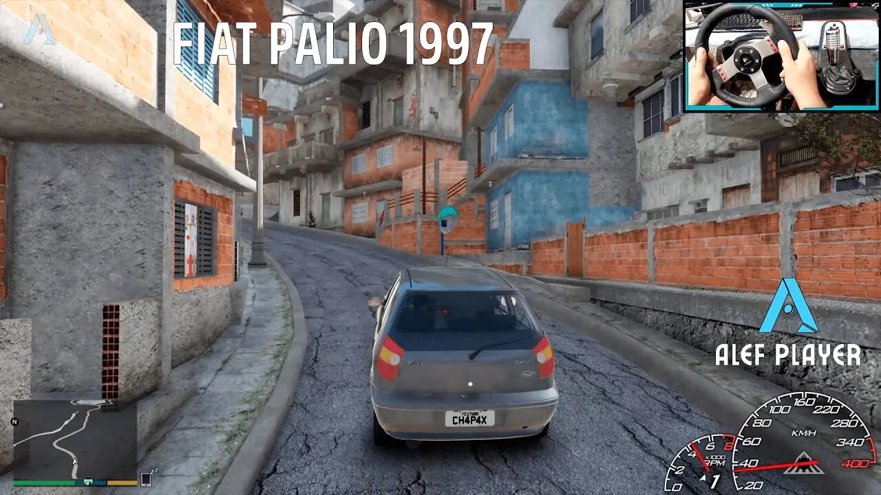 FIAT PALIO 1997 - GTA V | Logitech g27 gameplay (Rio de Janeiro Favela)
