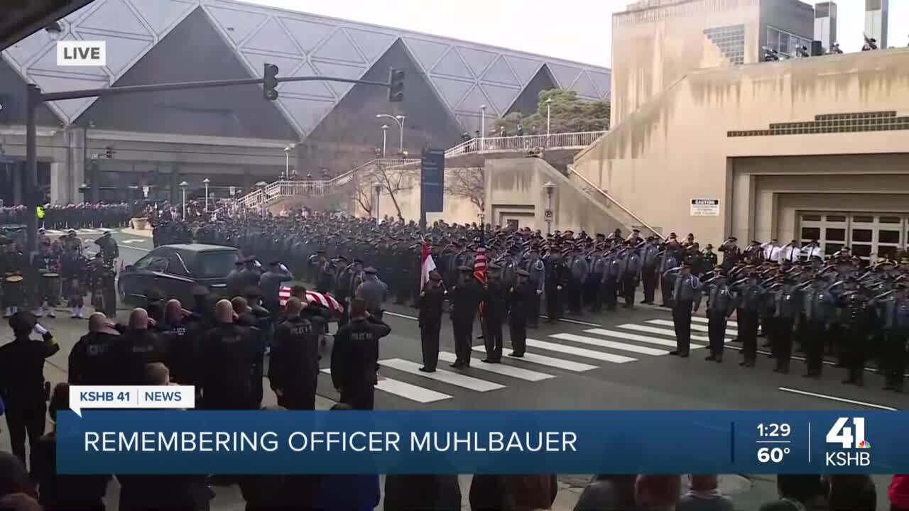 KCPD Officer James Muhlbauer, K-9 partner Champ receive 21-gun salute after funeral