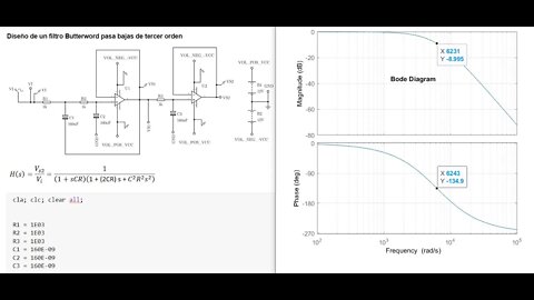 Clase 27: Amplificador operacional filtro pasa bajas pasivo tipo Butterworth de tercer