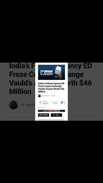 India’s Federal Agency ED Froze Crypto Exchange Vauld’s Assets @SmartViewAi @nehanagar @Open4Profit