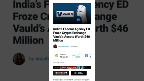 India’s Federal Agency ED Froze Crypto Exchange Vauld’s Assets @SmartViewAi @nehanagar @Open4Profit