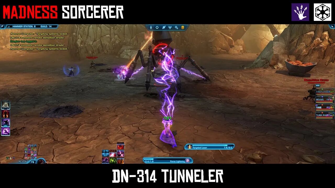 SWTOR Madness Sorcerer | Master Flashpoint | Hammerstation | DN-314 Tunneler | Level 75 | 2019