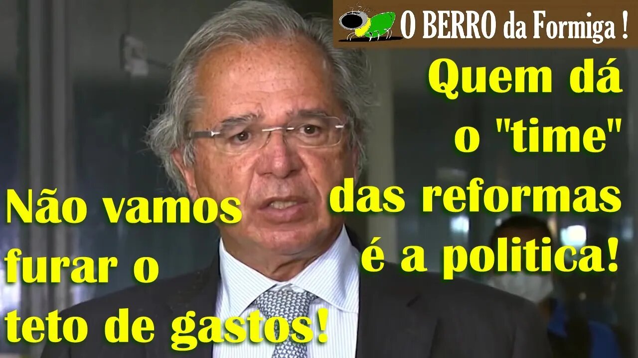 Paulo Guedes e nhônho conversam com a imprensa-Teto de gastos e reformas