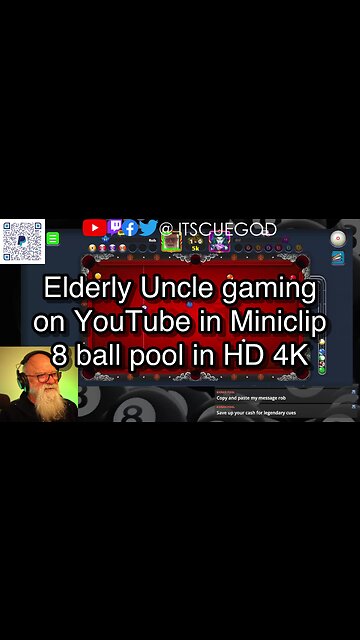 Elderly Uncle gaming on YouTube in Miniclip 8 ball pool in HD 4K 🎱🎱🎱 8 Ball Pool 🎱🎱🎱