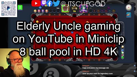 Elderly Uncle gaming on YouTube in Miniclip 8 ball pool in HD 4K 🎱🎱🎱 8 Ball Pool 🎱🎱🎱