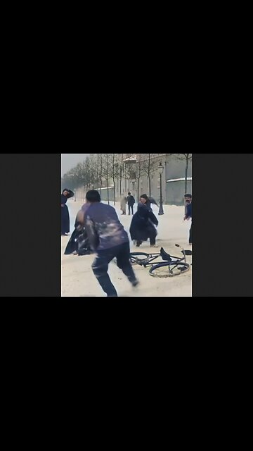 1896 French Snowball Fight - Colorized & Upscaled