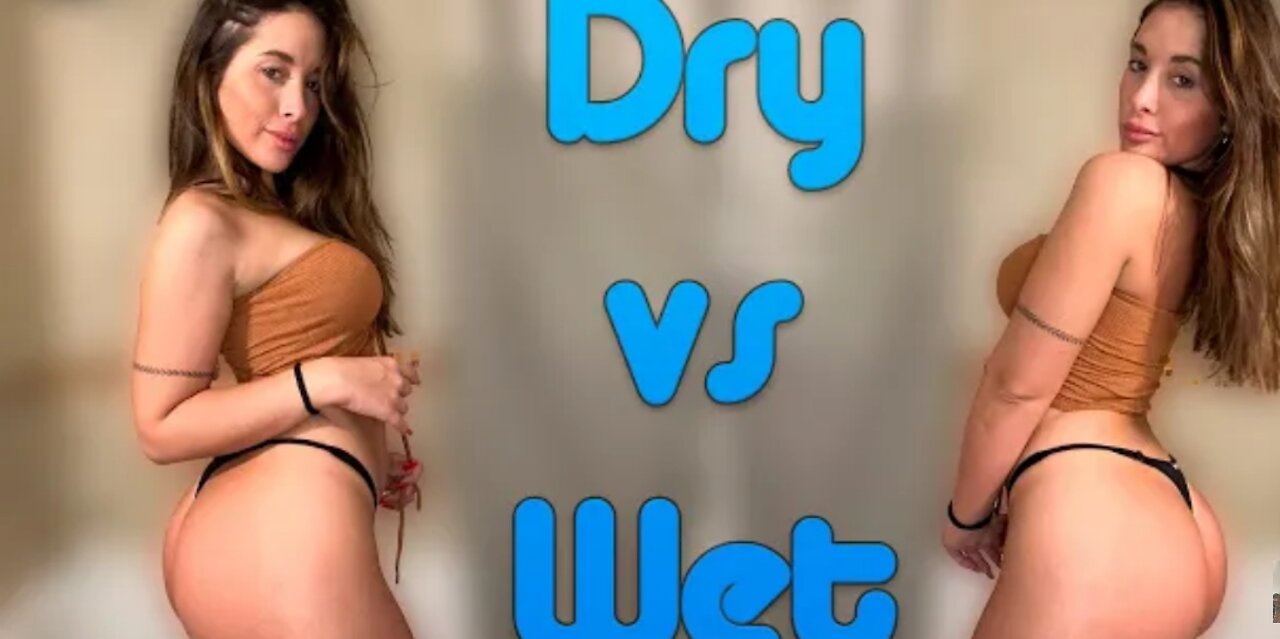 Sexy girl try on haul transparent lingerie bikni dry vs wet challenges