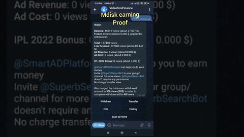 Mdisk earning proof 45012 views points #shorts #mdisk