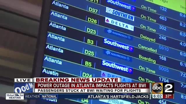 Power restored at Atlanta airport, outage impacted flights at BWI