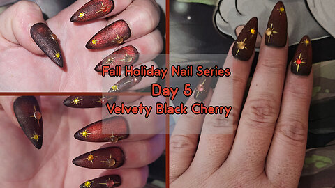 Trendy Holiday Nails : Black Cherry Aura & Rhinestones - Holiday Nail Series : Day 5