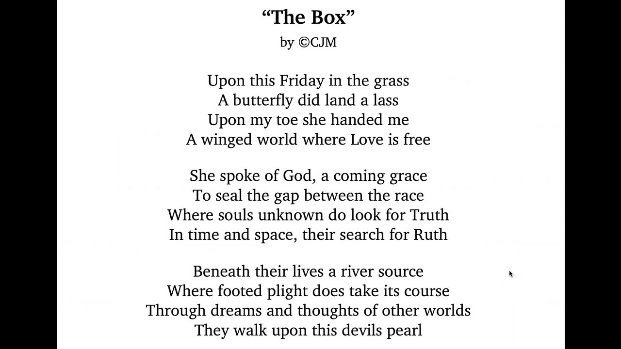 A Reading of "The Box" - A Poem by Carol Mudgett