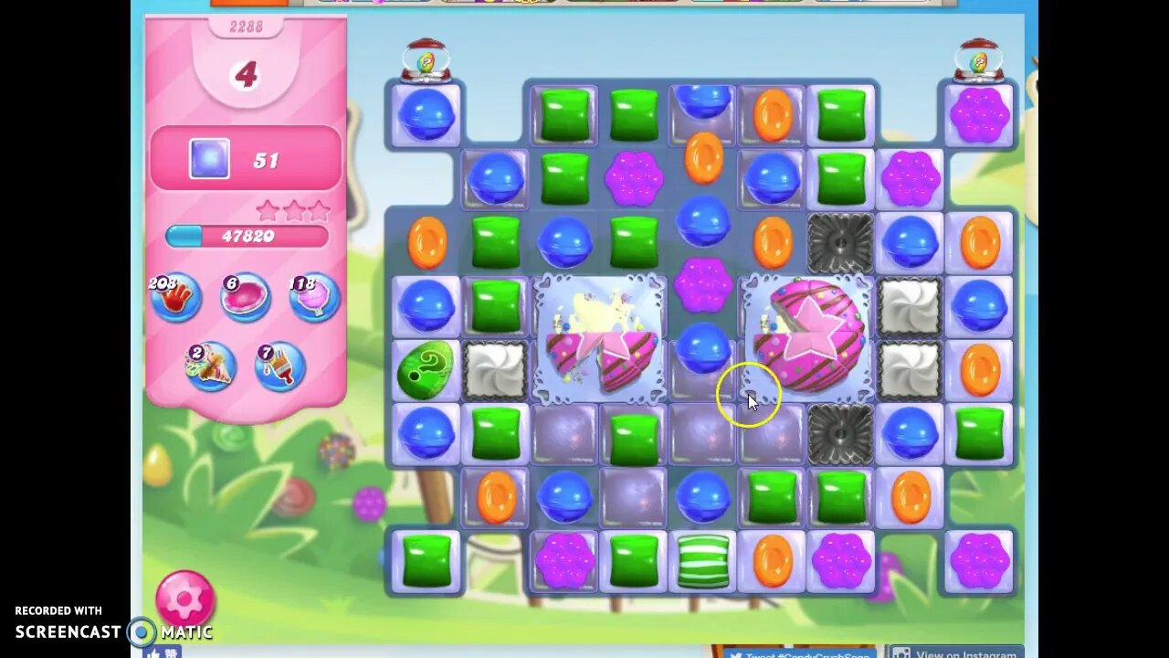 Candy Crush Level 2288 Audio Talkthrough, 1 Star 0 Boosters