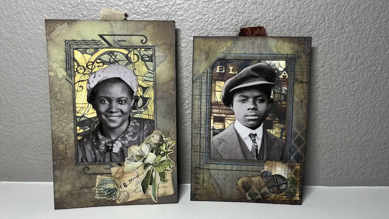 Faux Cabinet Cards Using Tim Holtz New Portrait Paper dolls