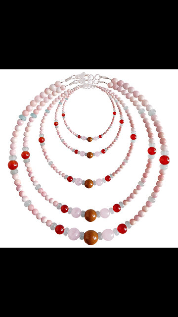 Onyx and Princess spiny oyster roundle beads with Rose Quartz Pietersite pendant handmade choker 03