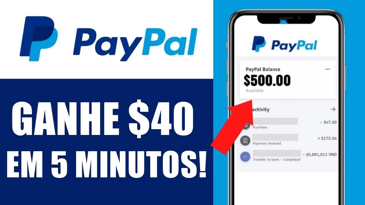 Segredo do PayPal Para Ganhar $40,00 em Minutos Sem Sair de Casa (GRÁTIS) Ganhar Dinheiro Online