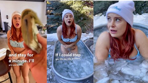 Girl in bikini takes 1 minute ice bath for $2000 cash