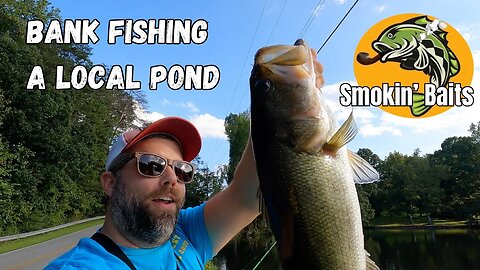 Bank Fishing a Neighborhood Pond for Largemouth Bass Using Custom Soft Plastics from Smokin Baits