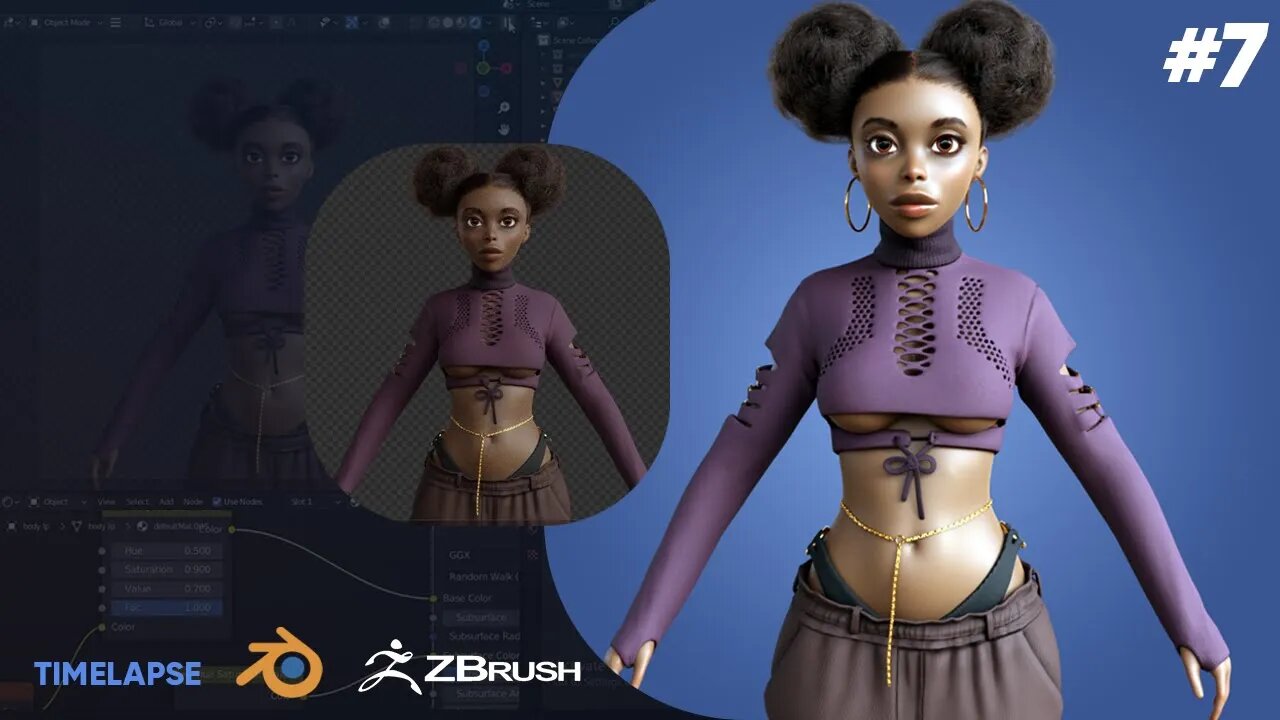 stylized character speedthrough |Part 7 | grooming | ZBrush |Blender