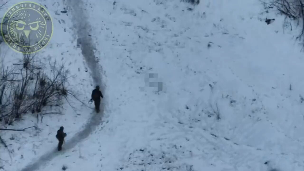 Ukrainian drone killing Russian soldiers