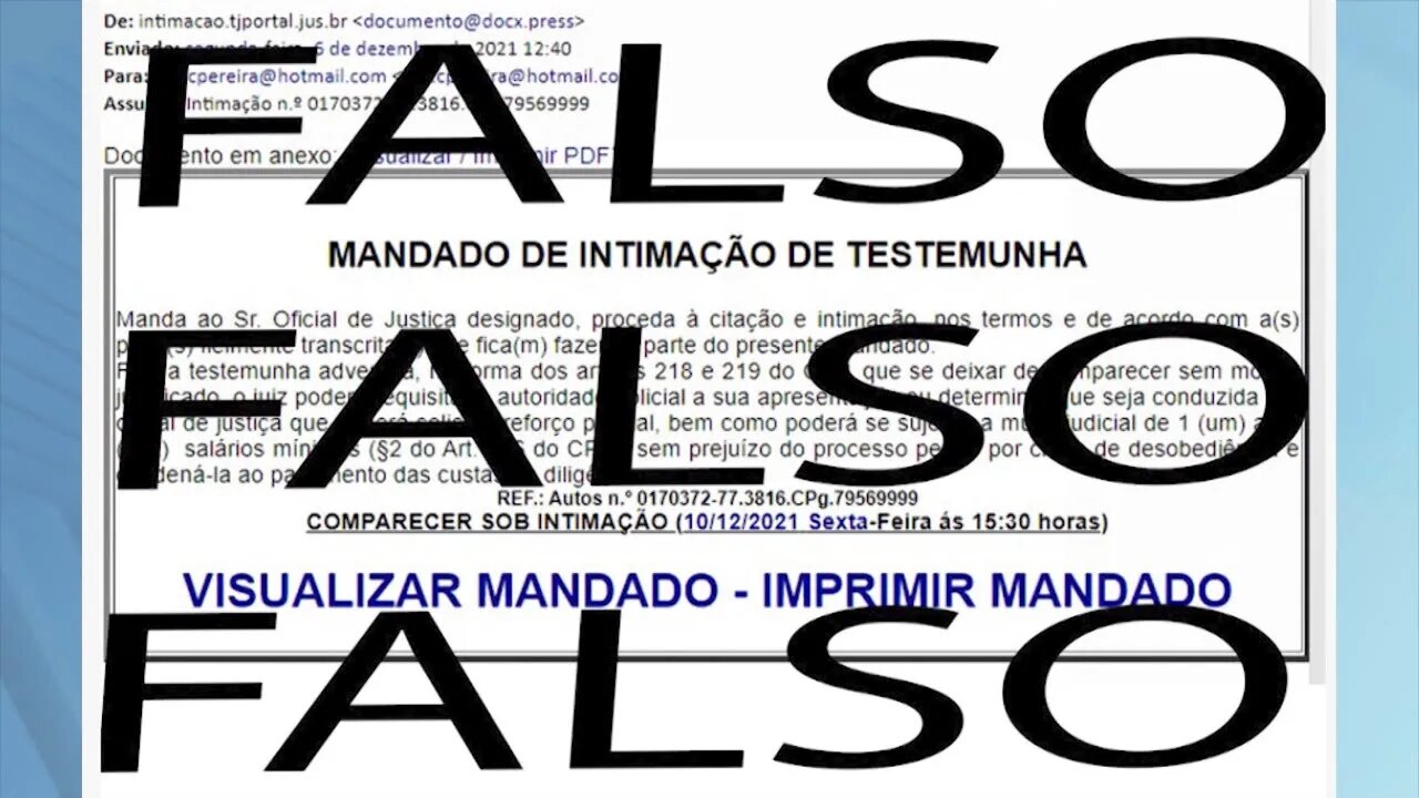 TJMG alerta sobre golpes com mandados falsos encaminhados por e-mail