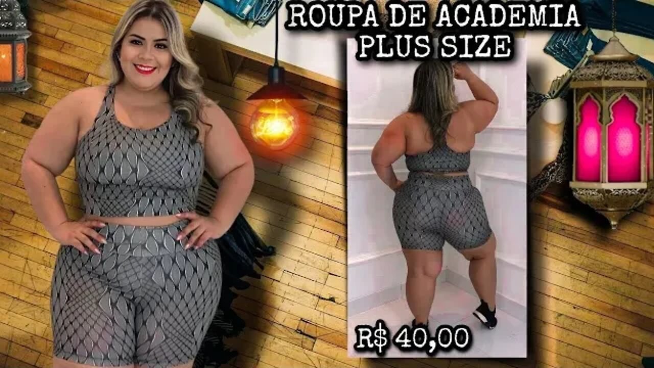 🛑 ROUPA DE ACADEMIA PLUS SIZE SHORTS COM TOP REGATA CROPPED