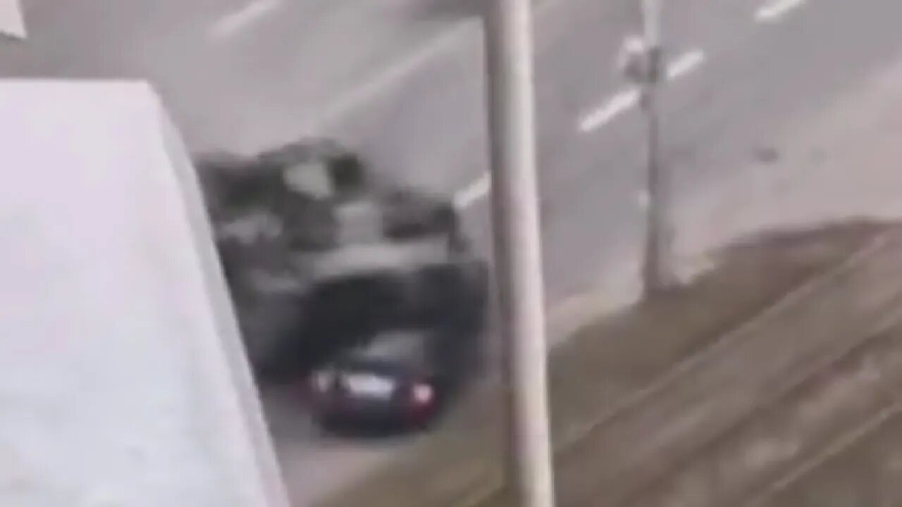 🔴 Russian War In Ukraine - Tank Crushes Civilian Car Miraculously Driver Survives