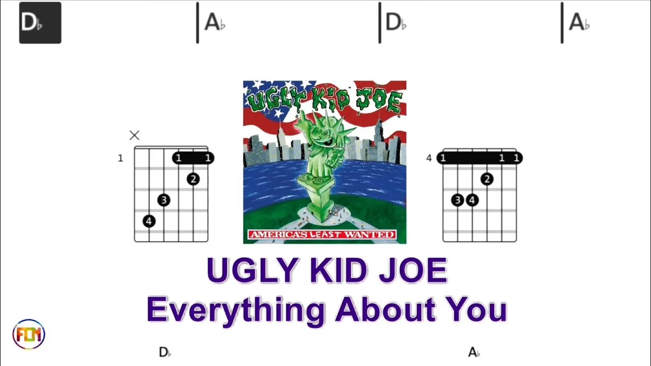 UGLY KID JOE - Everything About You - (Chords & Lyrics like a Karaoke) HD