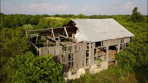 Fly Over Abandoned Barn