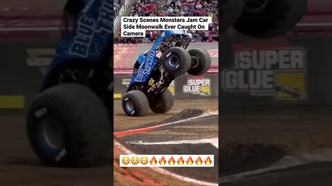 Crazy Scenes Monsters Jam Car Side Moonwalk Ever Caught On Camera #shorts #monsterjam #car