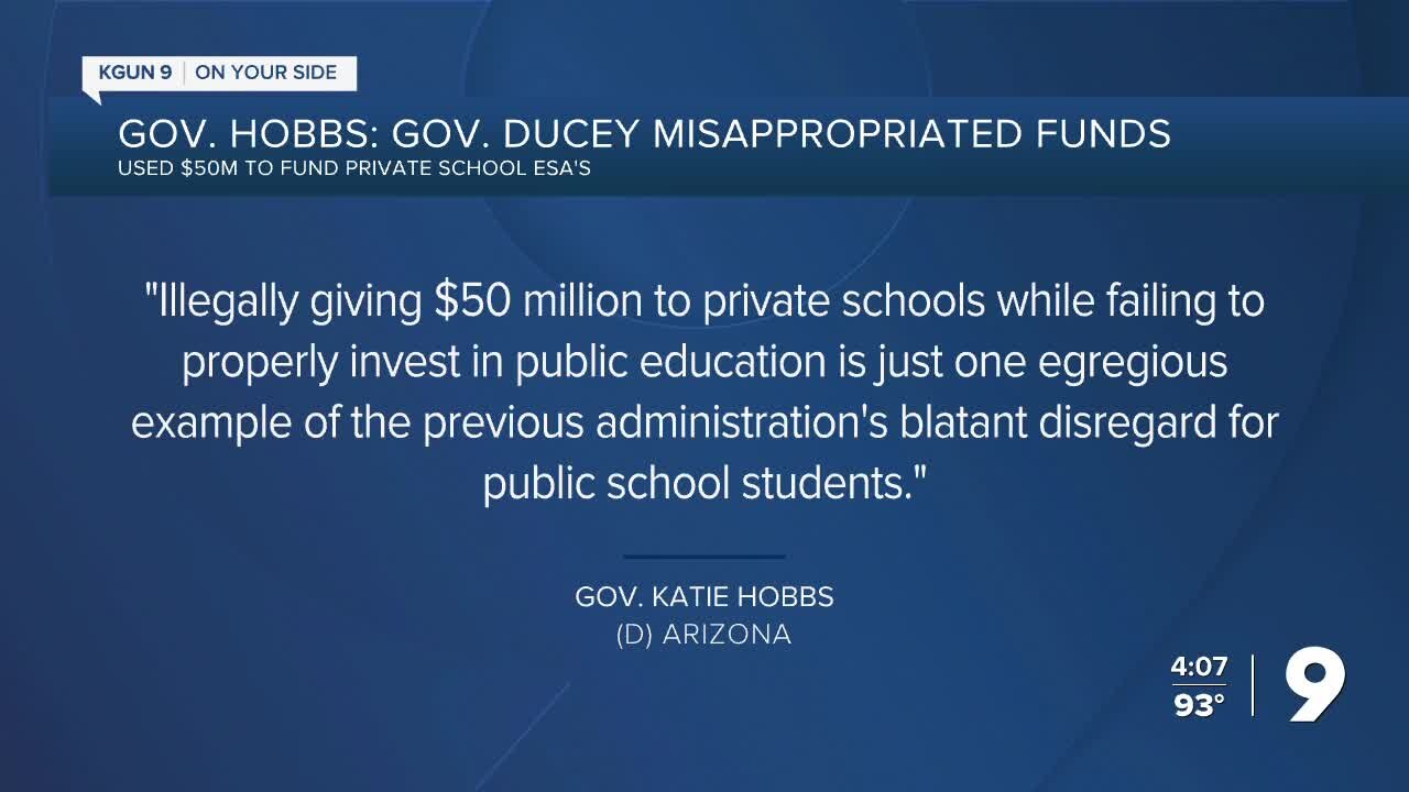 Gov. Hobbs accuses Gov. Ducey of misappropriating $50M in federal funds