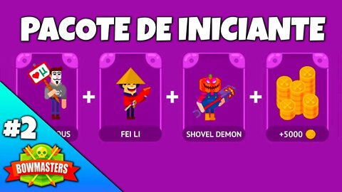 Pacote de Iniciante com Personagens e Moedas do Bowmasters