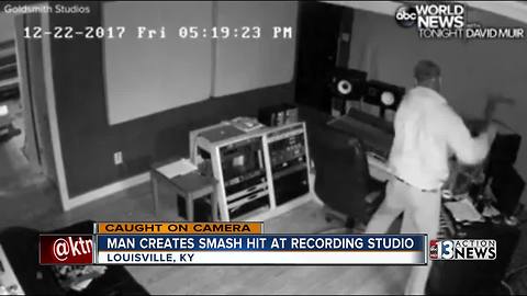 Video shows man trashing recording equipment