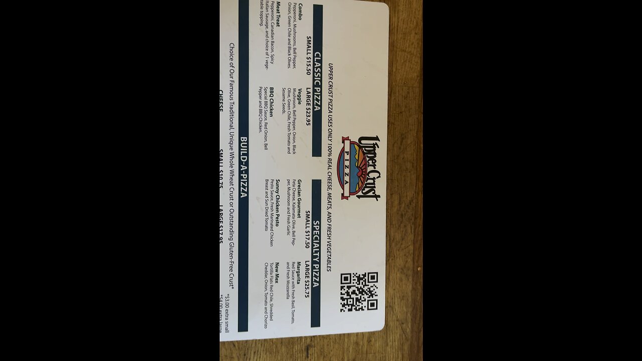 Upper Crust menu