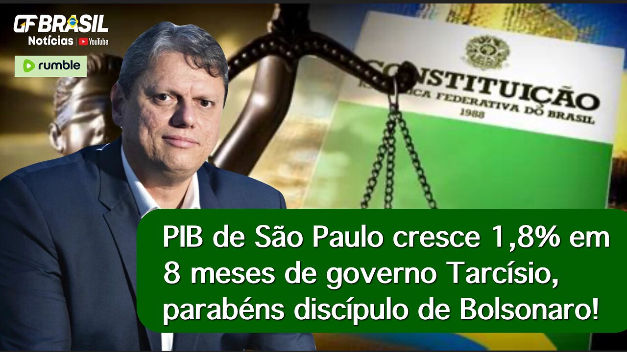 PIB de São Paulo cresce 1,8% em 8 meses de governo Tarcísio, parabéns discípulo de Bolsonaro!