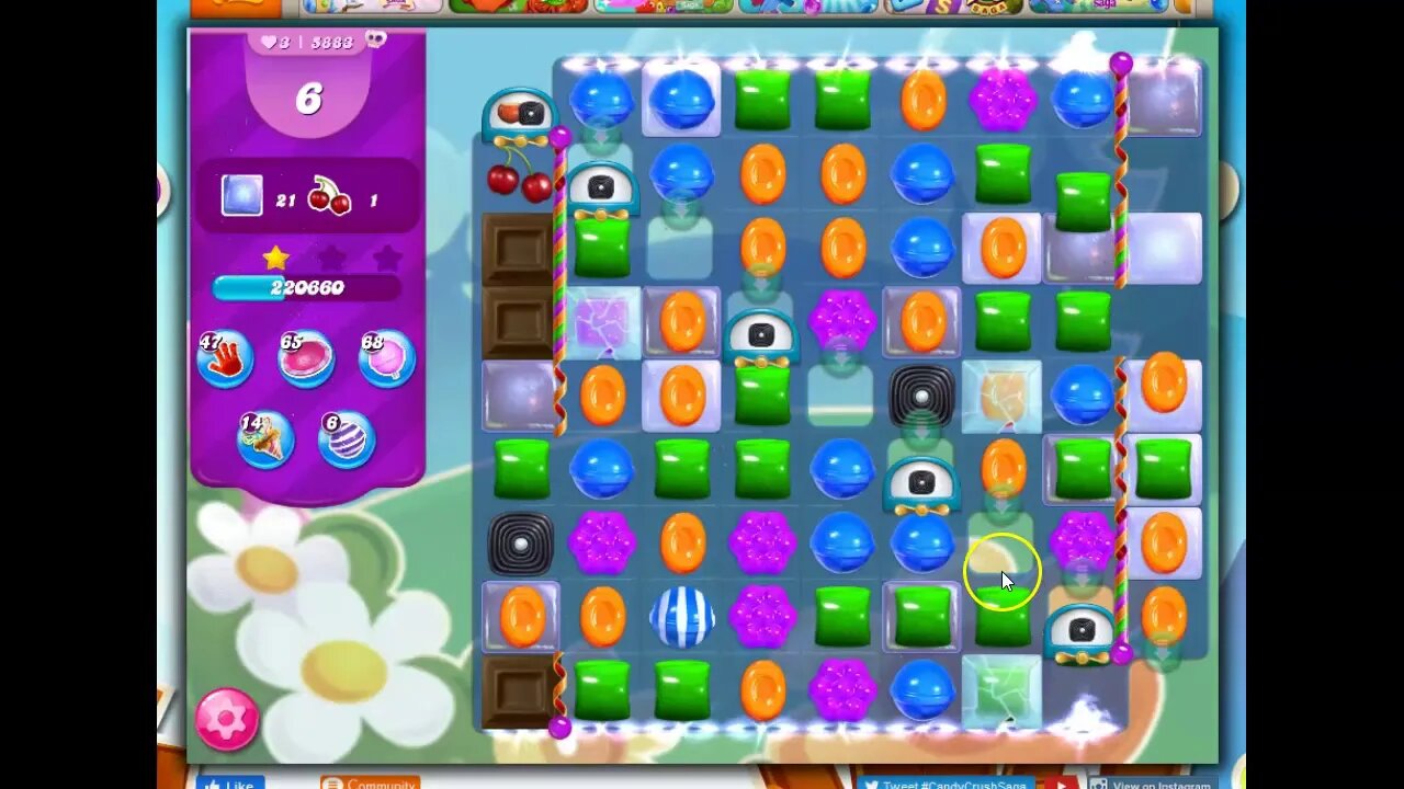 Candy Crush Level 5883 Talkthrough, 25 Moves 0 Boosters